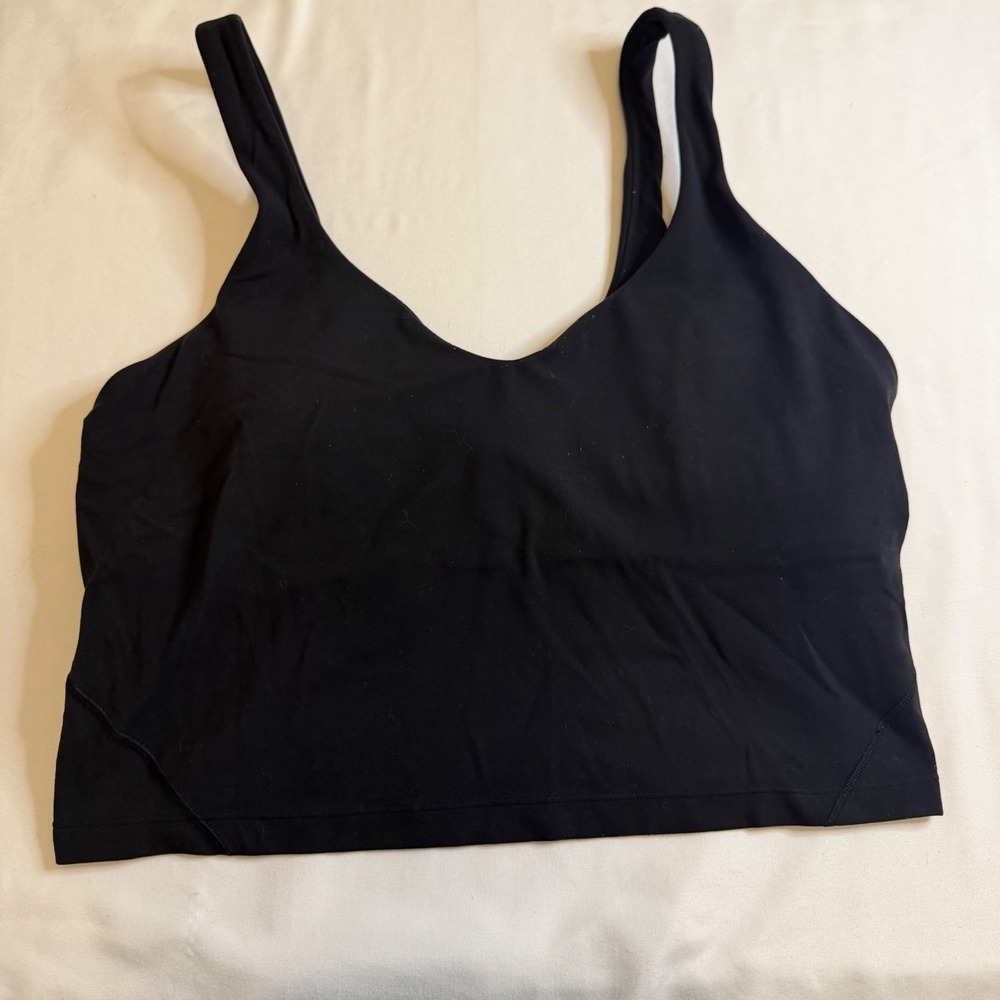 Lululemon Align Tank Top Black Nulu Fabric Size 12 Built-in Shelf Bra Cropped